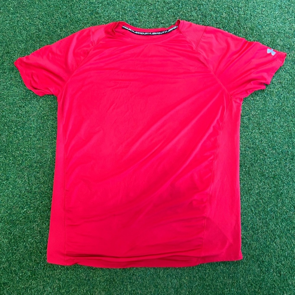 Under Armour Mens HeatGear Short Sleeve Athletic Shirt Red Large R8L2BA16